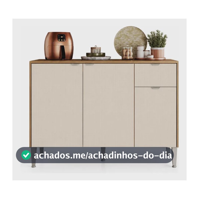 Balcão De Cozinha 1,20m 3 Portas 1 Gaveta Surya Bege
