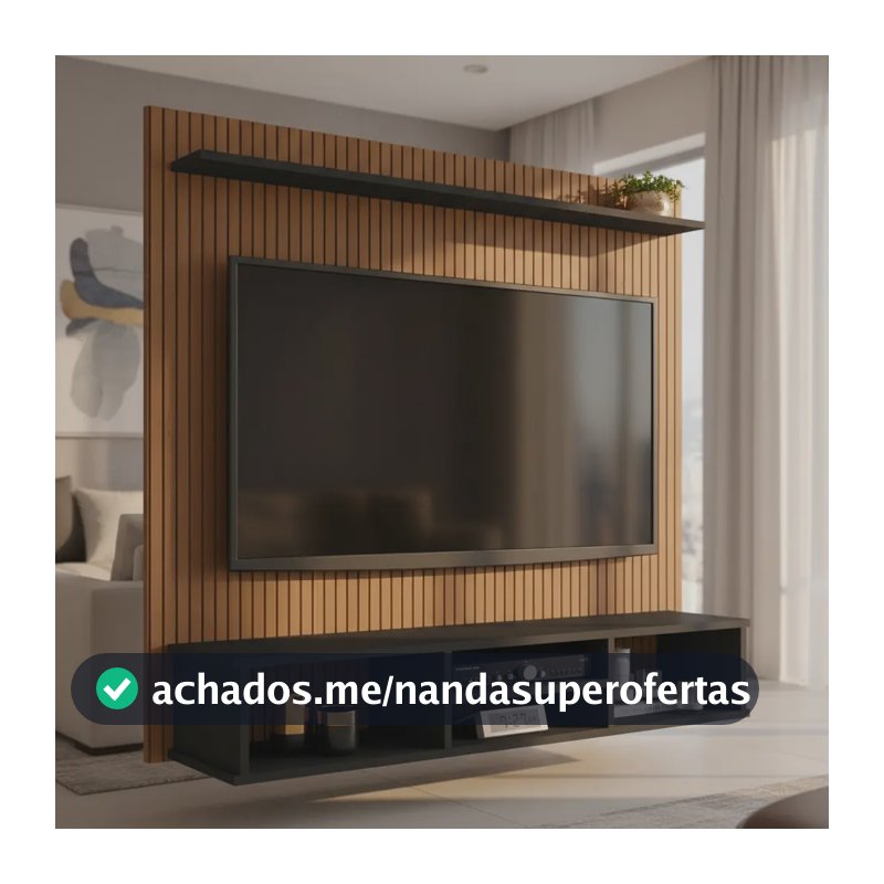 Home Painel Tv 50 Pol Sala Suspenso Ripado 3d Com Nicho Cor Preto Clique Moveis