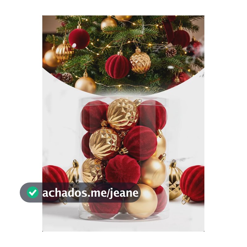 Kit 20 Bolas Natal Camurça 6cm Árvore Decoração  Vermelho/dourado Lisa