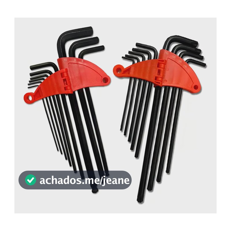 Jogo De Chave Torx E Allen L Longa Profissional Crv 18 Peças