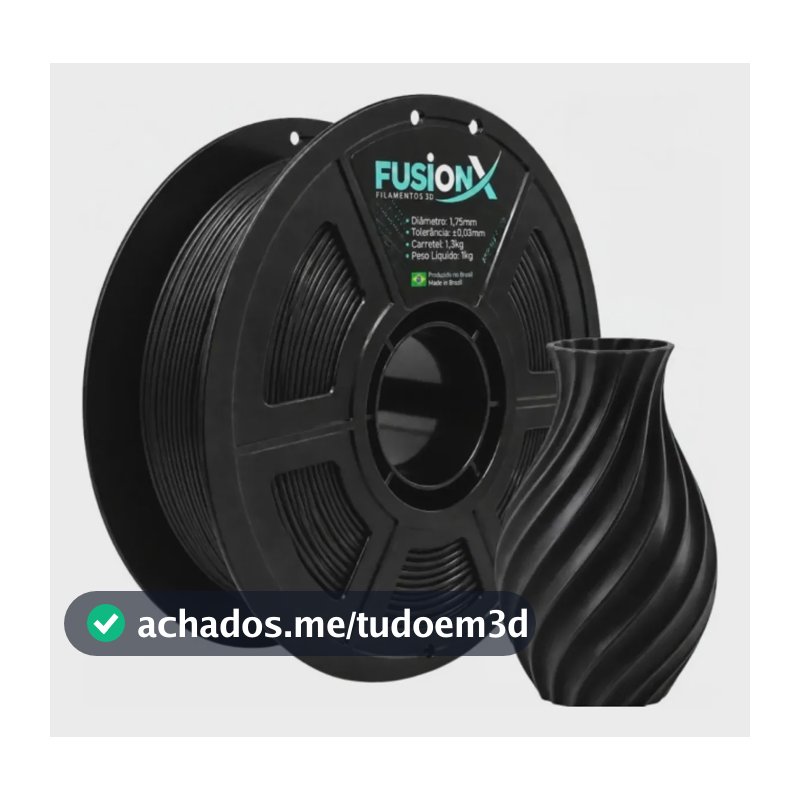 Filamento Petg Impressora 3d 1kg 1.75mm Fusionx Preto
