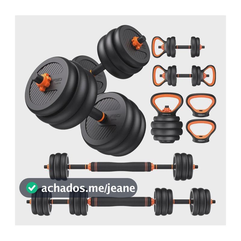 Halteres Ajustáveis 15kg Peso Musculação 6 Em 1 Casa Fitness Preto