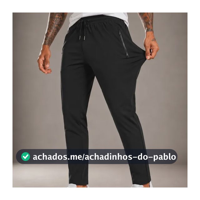 Calça Jogger Masculina Tactel Academia Esportiva Zíper Slim