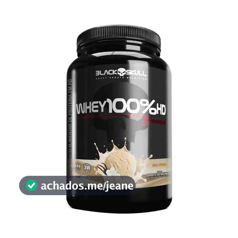 Whey 100%hd 900g Black Skull Sabor Baunilha