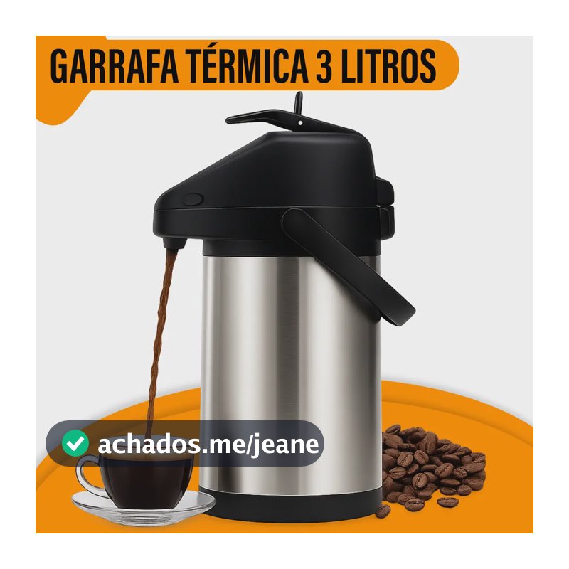 Yab - Garrafa Térmica 3 Litros Aço Inox Quente/frio Parede Dupla Com Suporte Giratório