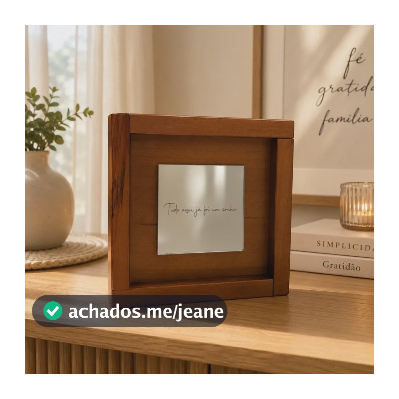 Quadro Decorativo Religioso 20x20 Madeira Espelho Gravado Castanho Tudo Aqui Já Foi Um Sonho