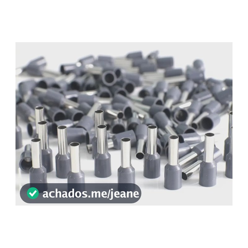 200x Terminal Tubular Ilhos 4mm Conector Pré Isolado Cinza E4009