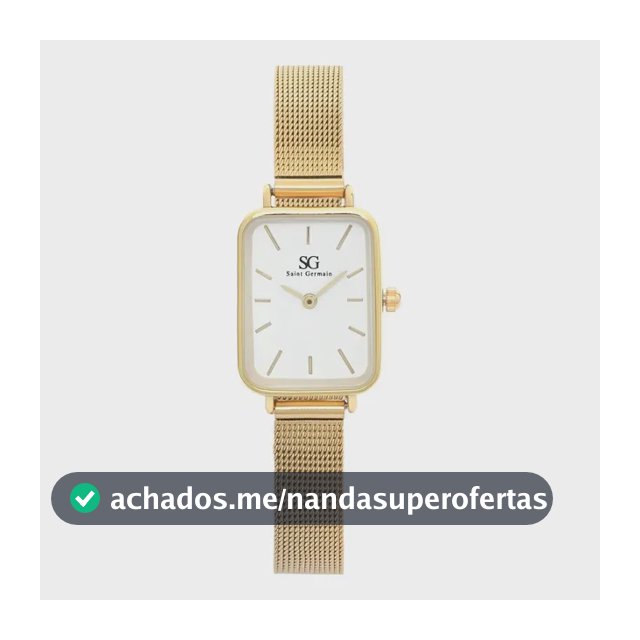Relógio Feminino Saint Germain Quadrado Square Chelsea Gold Cor da correia bisel Dourado Cor do fundo Branco