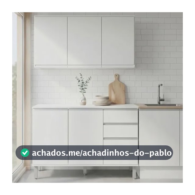 Cozinha Compacta Nina Branca com Armário Aéreo e Balcão para Cozinhas Pequenas