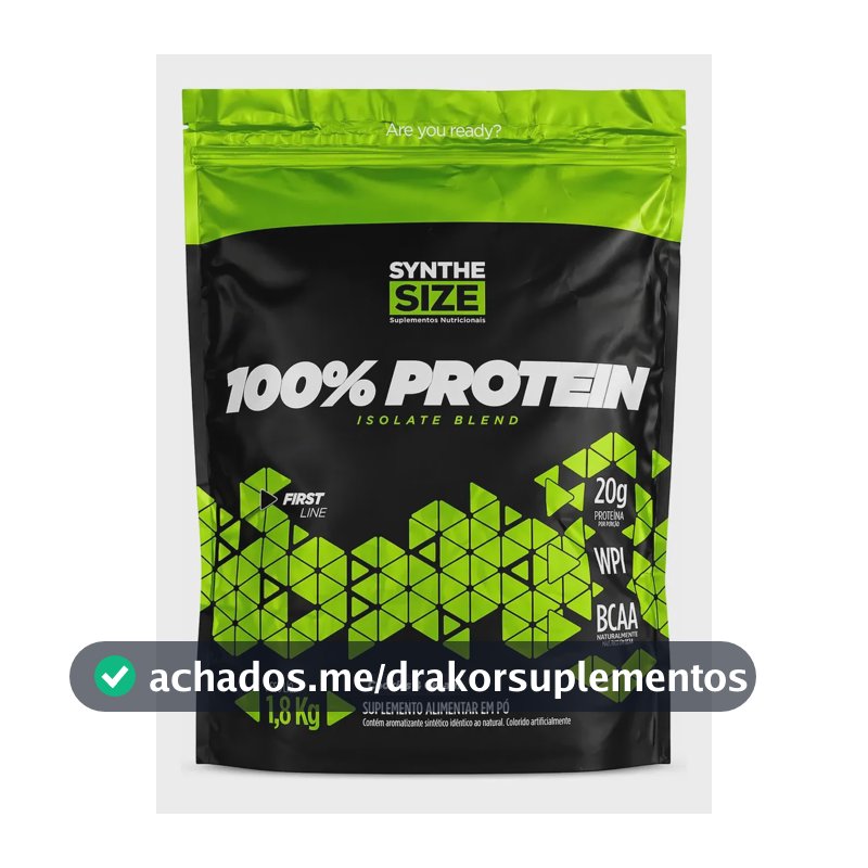 Whey 100% Proteína Isolada Blend Refil 1,8 Kg Synthesize Sabor Morango