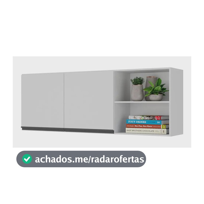 Armário de Cozinha Aéreo 150cm 2 Portas Veneza Multimóveis V3741 Cor Branco/preto