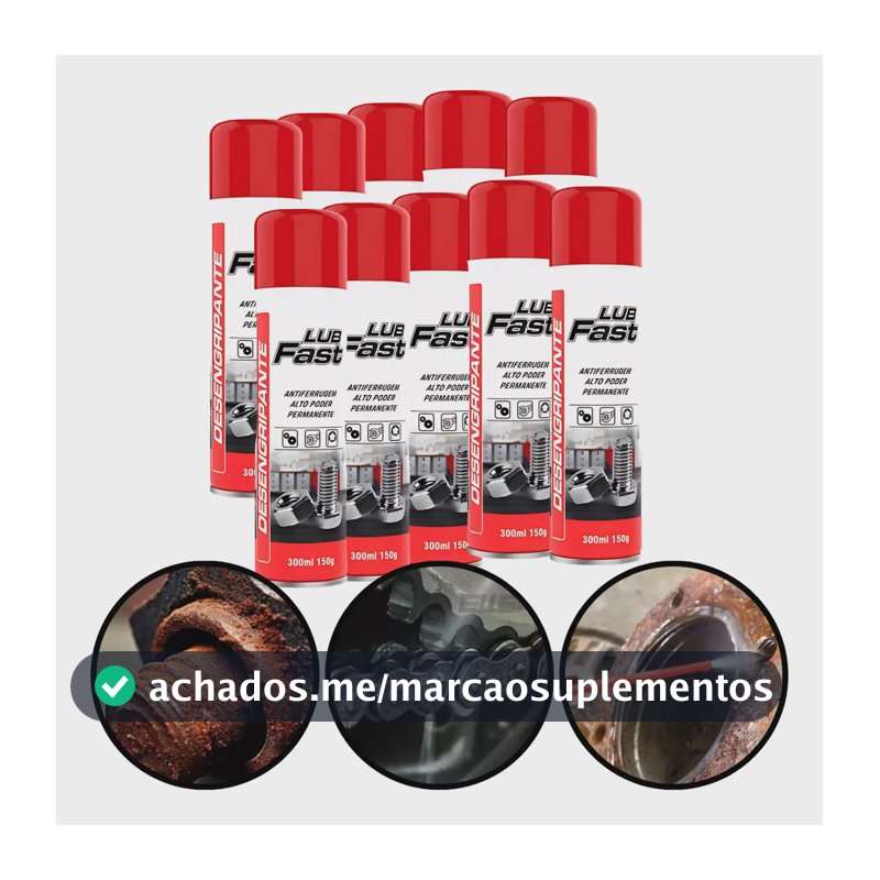 Lubrificante Desengripante Spray Lubfast 300ml Kit 10 Unid Multiuso