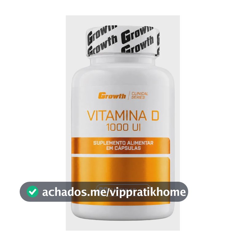 Vitamina D 1000ui 60 Caps Growth Supplements - Sem Sabor Sem Sabor
