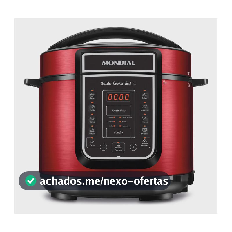 Panela de Pressão Elétrica Digital 5L, Mondial, 900W PE-39 Vermelho