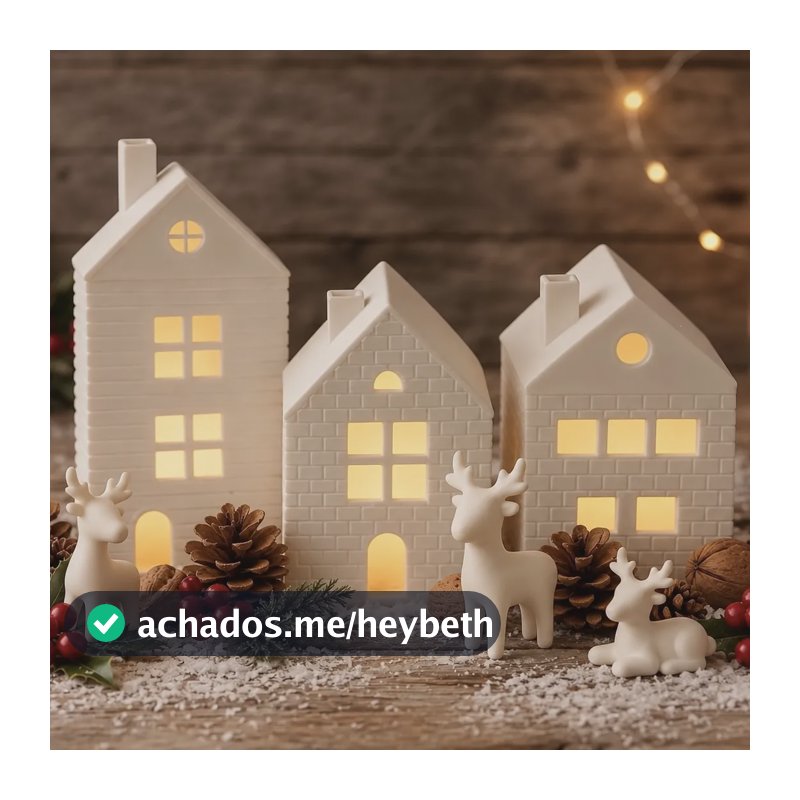 Kit Vila Natalina 3 Casinhas Led Com Renas Presepio De Natal