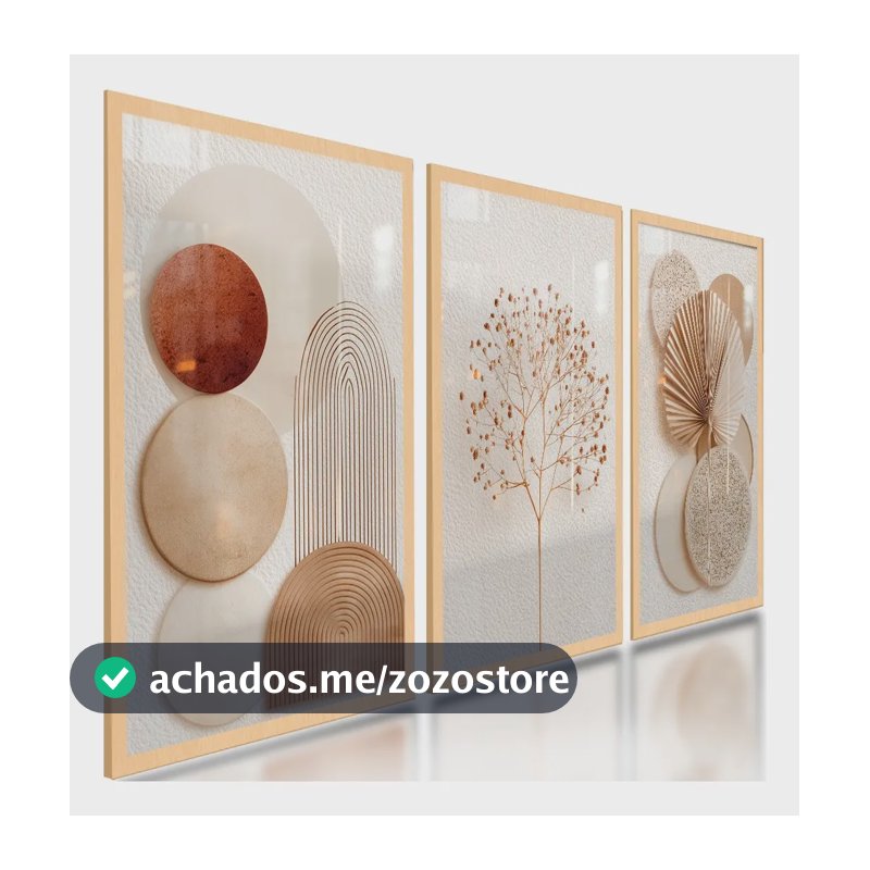 Quadros Decorativos Abstratos Geométricos Boho Neutro 122x60