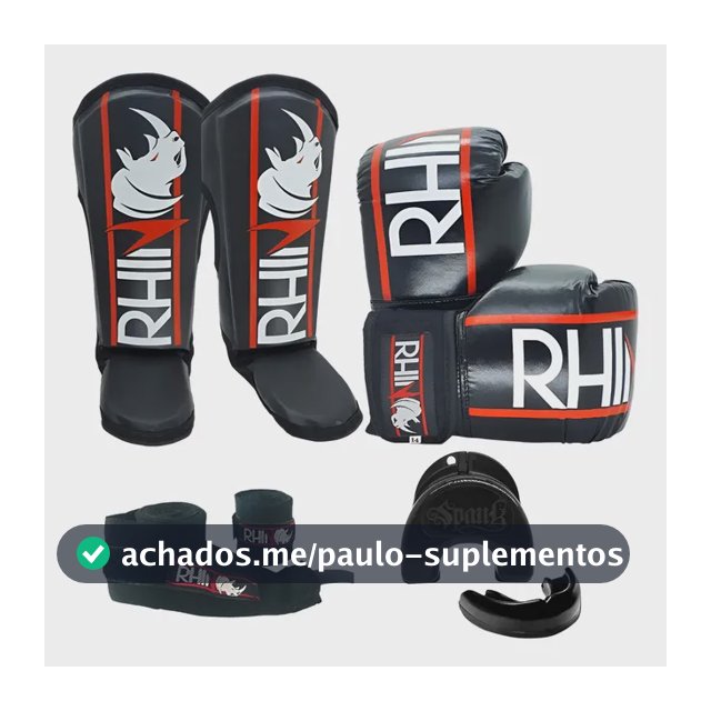 Kit Muaythai Kickboxing - Luva Boxe Caneleira Bandagem Bucal