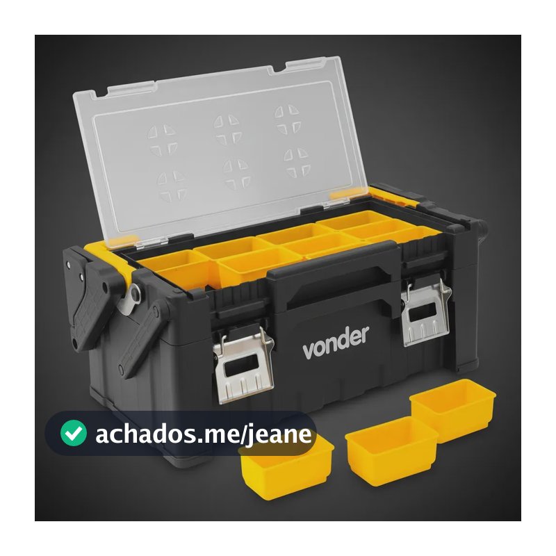 Organizador Plastico Opv0800 Para Ferramentas Vonder Preto, amarelo, cinza e transparente