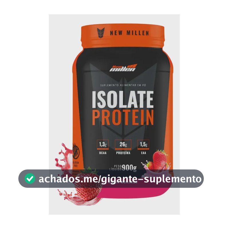 Proteína bovina isolada New Millen Whey Zero Isolate em pó sabor Morango x 900g