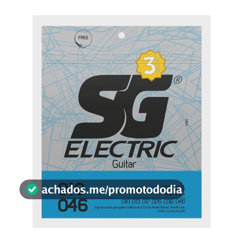 Kit 3 Encordoamentos para Guitarra 010 SG Strings Níquel Elétrica