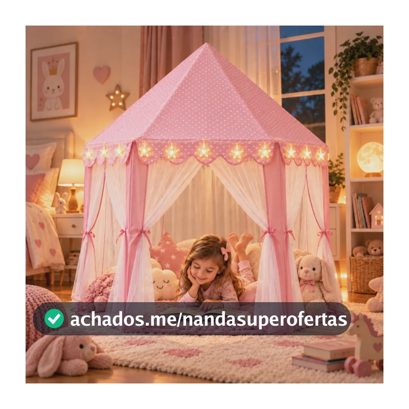 Barraca Infantil Castelinho Princesa Tenda Menina Led Rosa