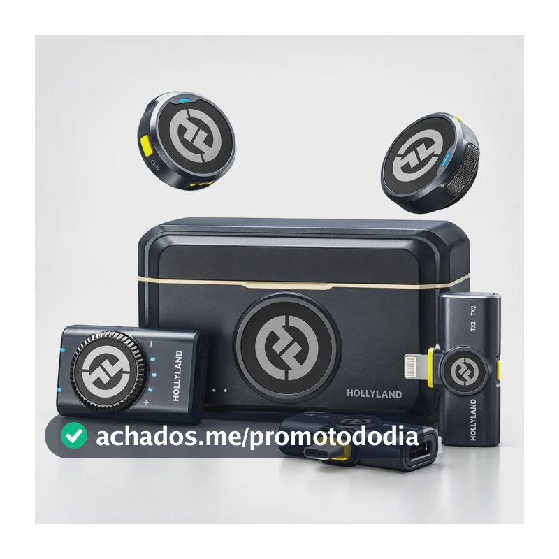 Microfone de Lapela Sem Fio Hollyland Lark M2 Combo (USB-C, Lightning e Câmera)