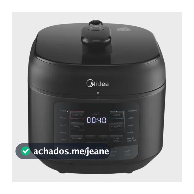 Panela De Pressão Elétrica 5l Nutripro Preta Midea Cor Preto