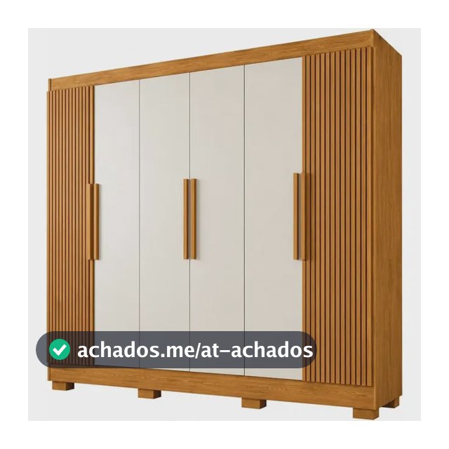Guarda Roupa Casal Malibu 6 Portas Nature Off White Ripado