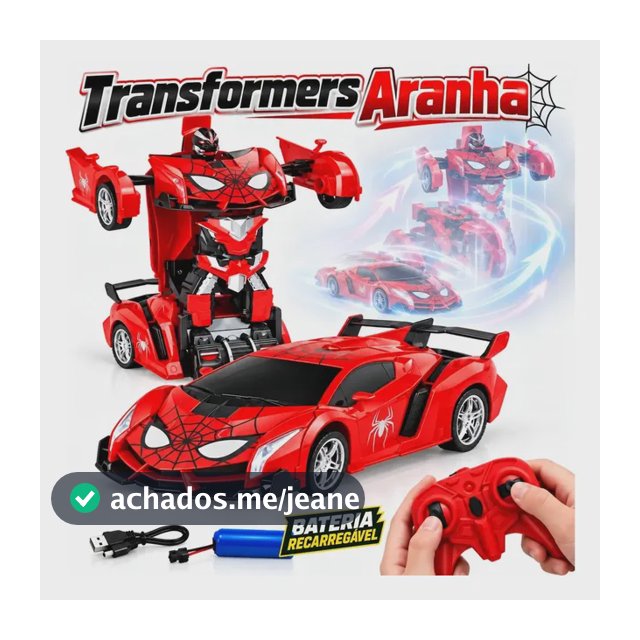 Carrinho de Controle Remoto 2 Em 1 que Vira Robô com Bateria Recarregável se Transforma em Robô