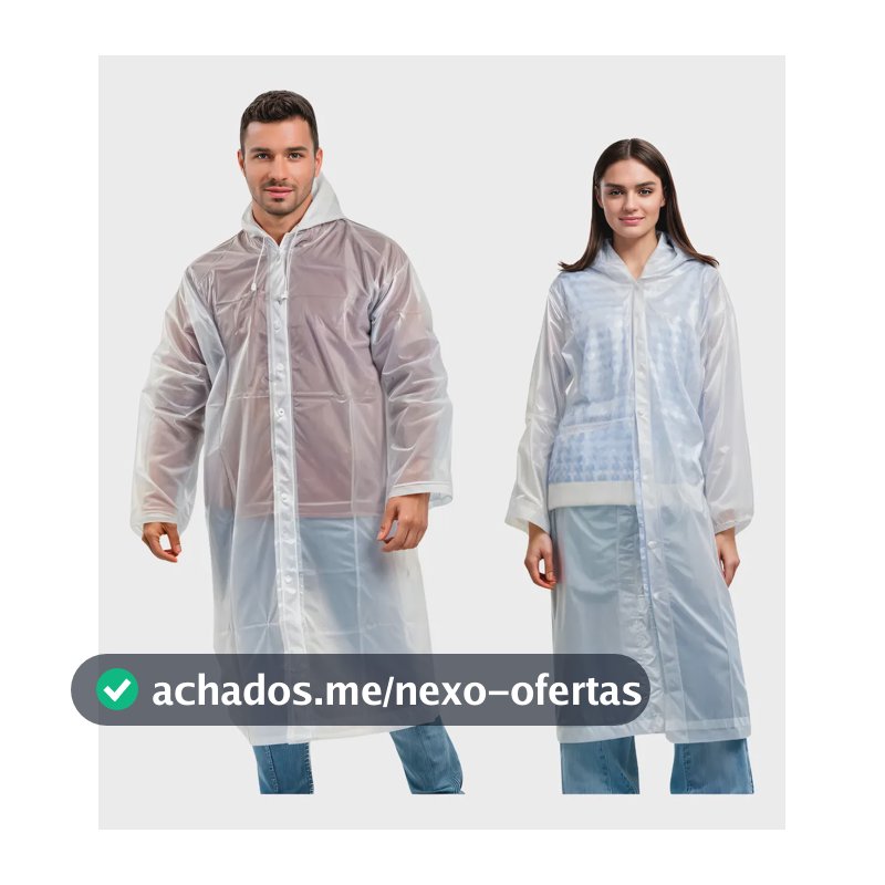 Kit 2 Capa De Chuva Reforçada Pvc Transparente Resistente Transparente Único