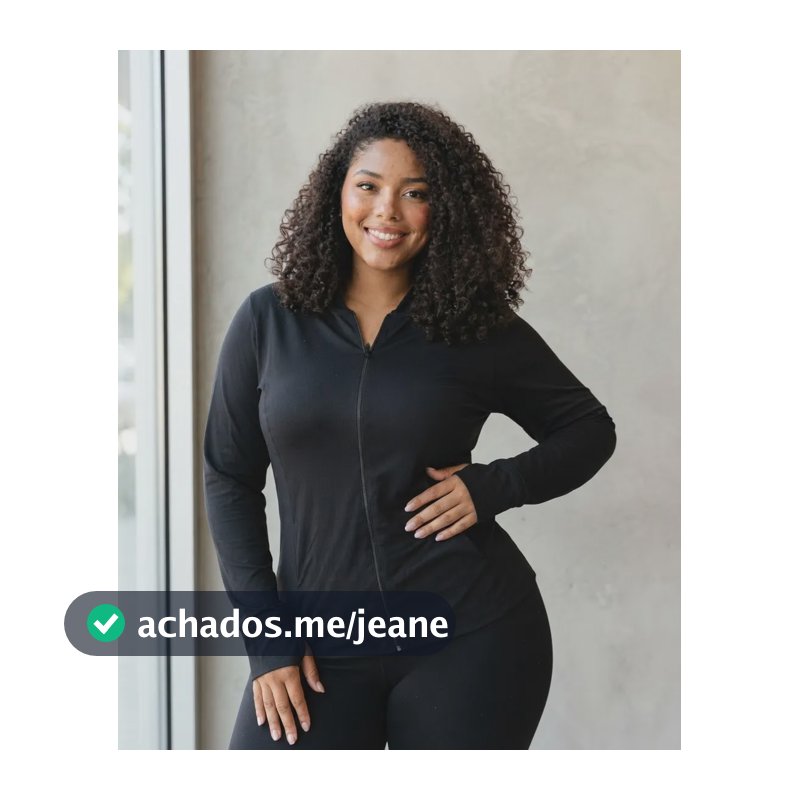 Jaqueta Dry Fitness Plus Size Feminina Roupa Academia Capuz Preto G1 (48-50) Liso