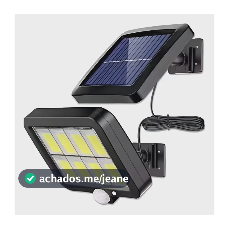 Refletor Solar Sensor Presença Parede Jardim Muro 160 Leds Ip66 Preto