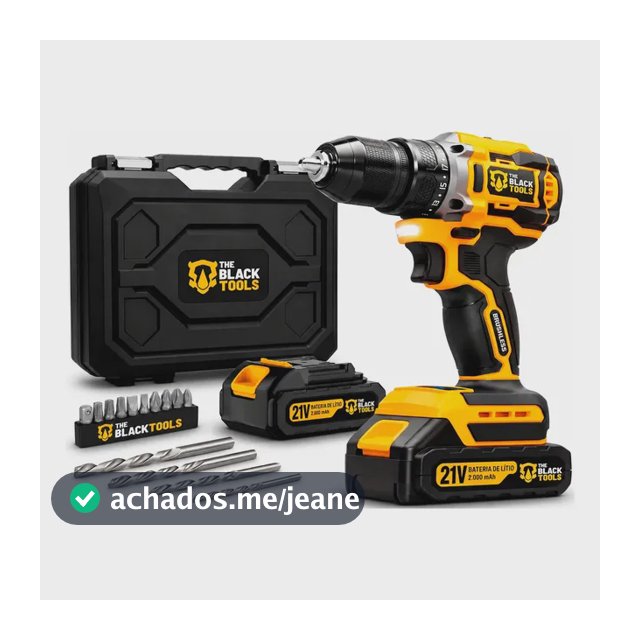Parafusadeira Furadeira Impacto The Black Tools C/2 Baterias Amarelo E Preto 60hz
