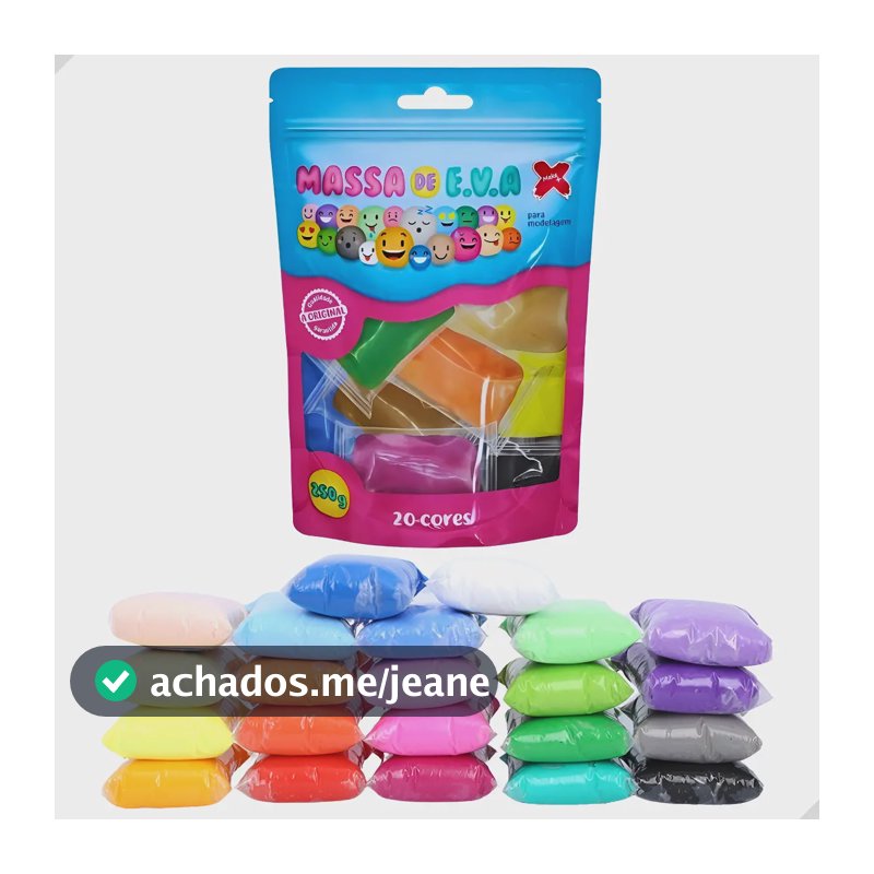 Massa Eva Massinha Slime Artesanato Biscuit 20 Cores 250gr Coloridas