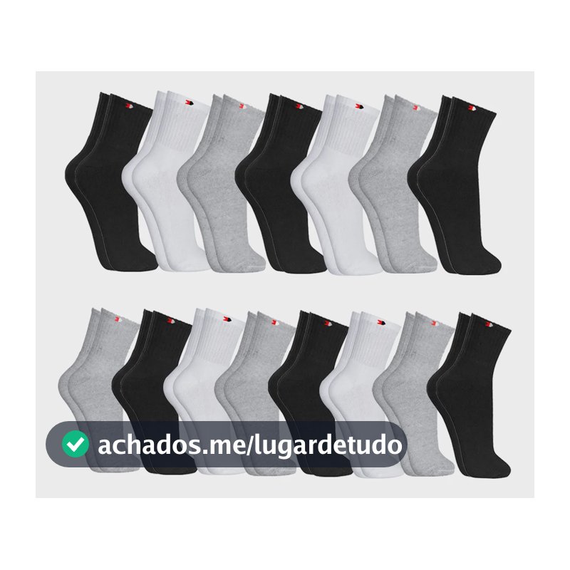 Kit 15 Pares Meias Sport Algodão Cano Médio Sandrini Confort Sortidos 39-43