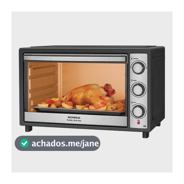 Forno Elétrico De Bancada Mondial Preto E Inox 52l Preto 220v Preto E Inox