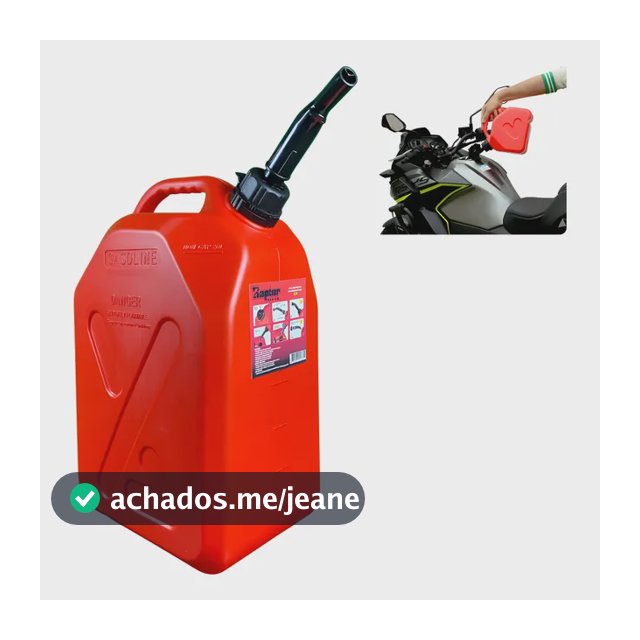 Galão Reserva Tanque Combustível Gasolina 20 Litros Vermelho
