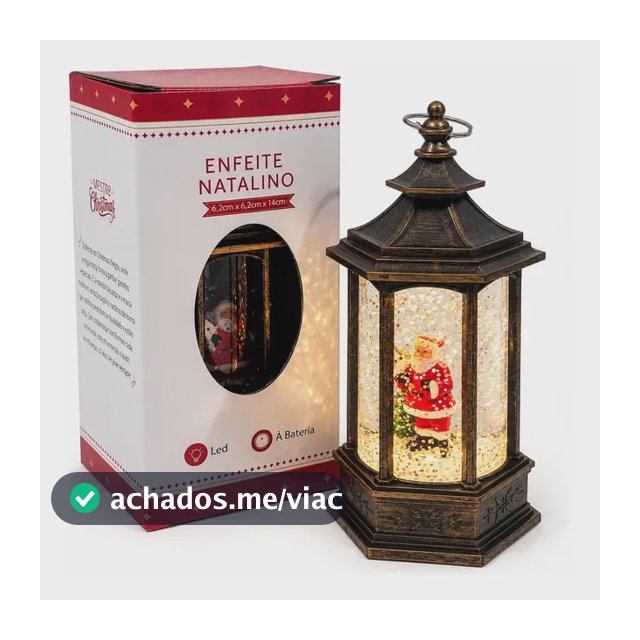 Enfeite Luminária Natal Arandela C/ Luz Led Vidro Arvore Nf