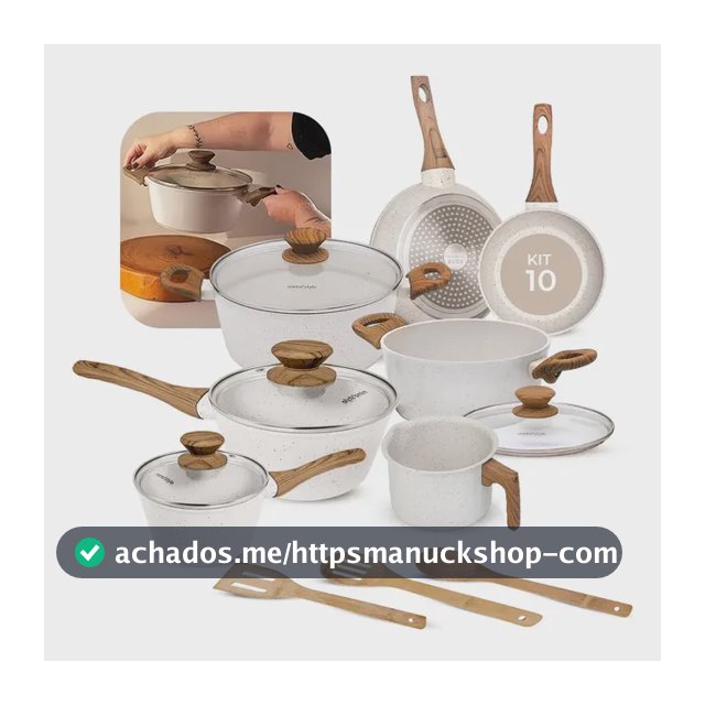 Jogo De Panelas Antiaderente Cerâmica Mimo Style 10 Peças Mármore