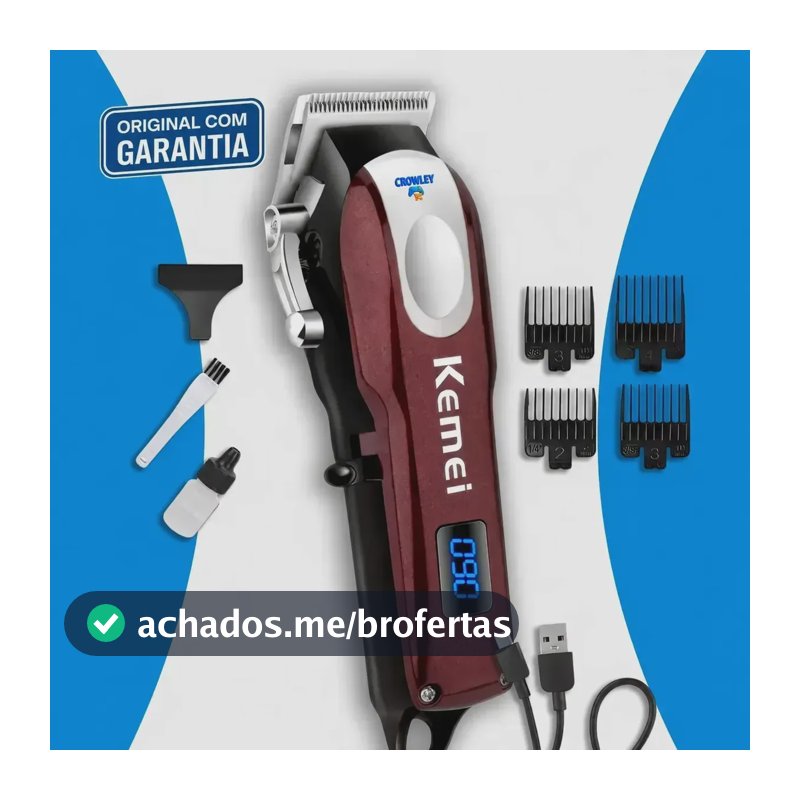 Maquina De Cortar Cabelo Profissional Kemei Km-2606 Bivolt Bordô 127/220v