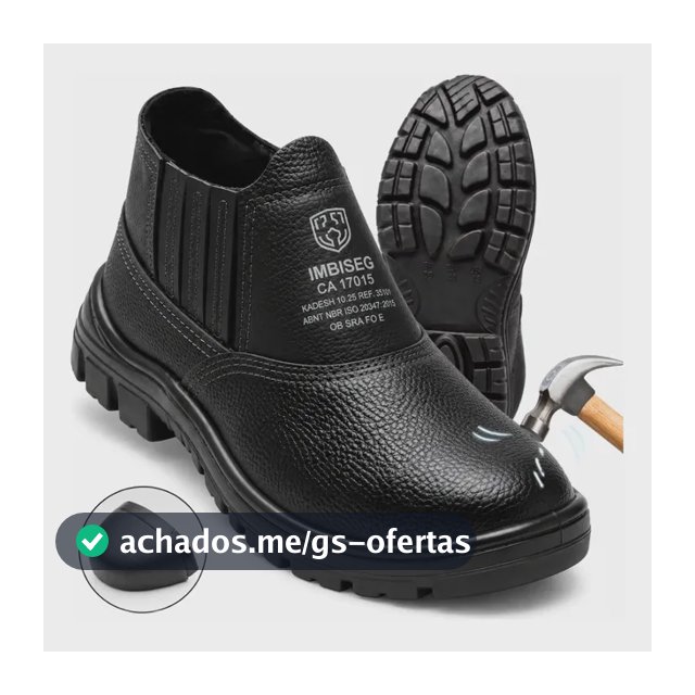 Bota Botina Segurança Trabalho Couro Resistente Epi Bico Pvc