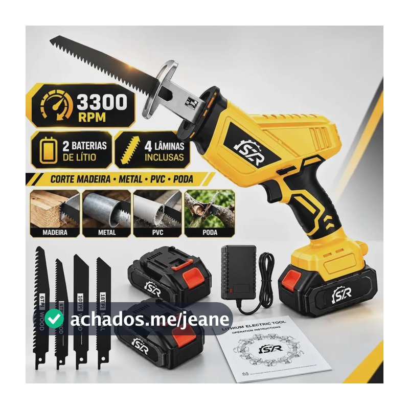 Serra Sabre Elétrica Portátil Profissional Robt 21v 21v