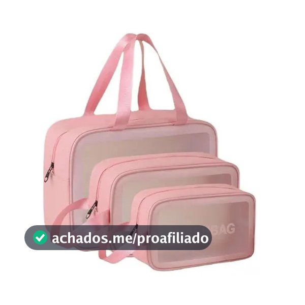 Necessaire Sem Gênero Washbag Kit Necessaires Rosa Liso