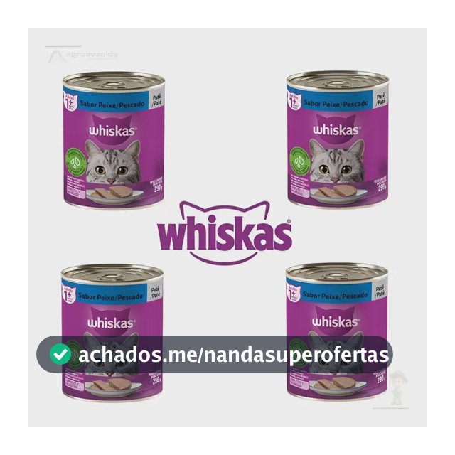 Kit Whiskas Patê Peixe Gatos Adultos 4 Latas 290g Ração Úmida