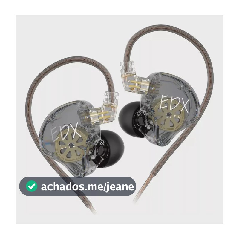 Fone De Ouvido Edx Lite Retorno Palco In-ear Para Musicos Cinza Transparente
