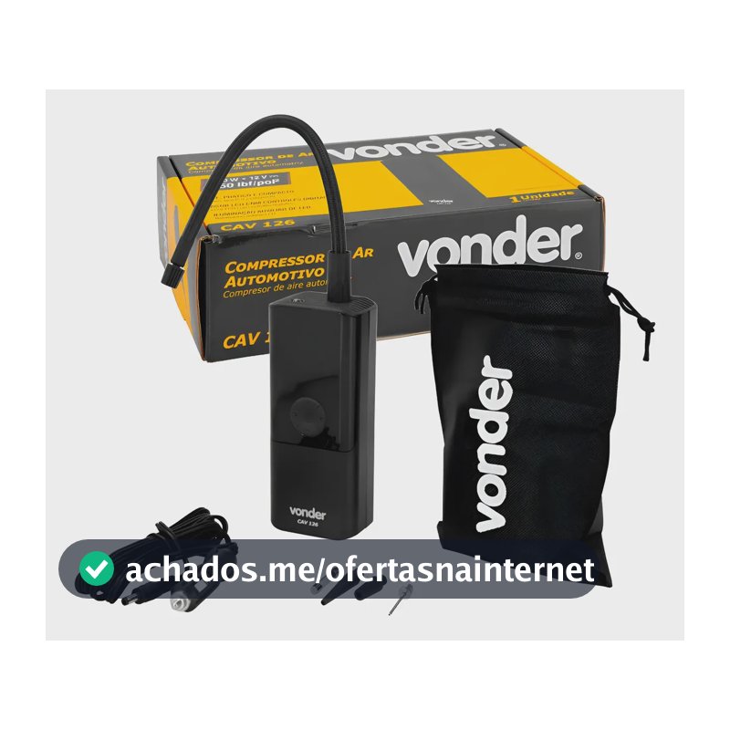 Compressor Ar Portátil Automotivo 12v Ate 150psi Vonder Nf Preto 12v