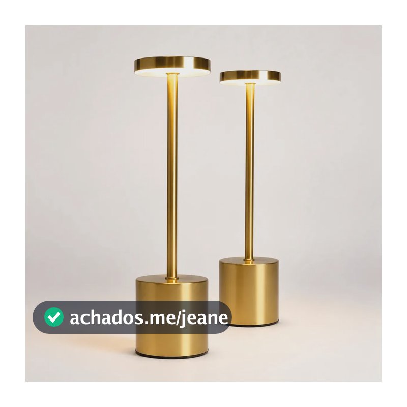 Kit 2 Luminária Mesa Abajur Led Sem Fio 3 Modos De Luz Dourado-escuro