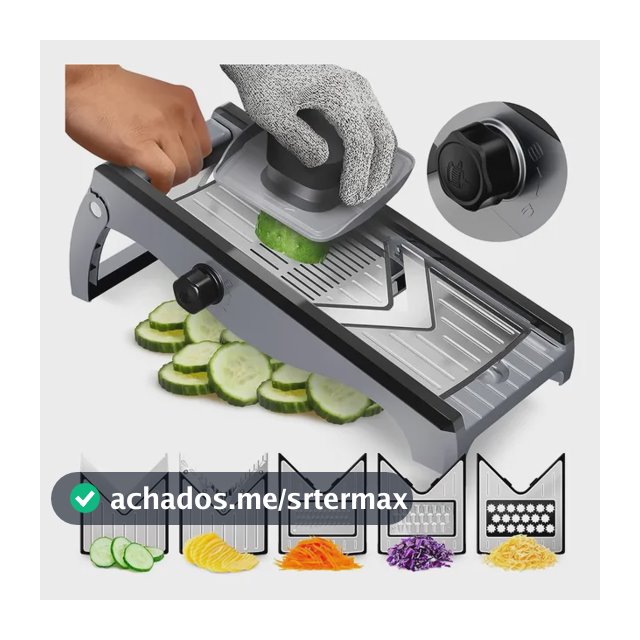Mandolin Cortador Ralador Fatiador Legumes Inox Profissional Cinza