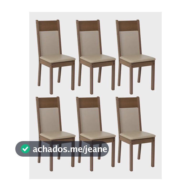 Kit 6 Cadeiras de Jantar Estofada 4280 Madesa Estrutura da cadeira Marrom Assento Creme XM42805Z6X