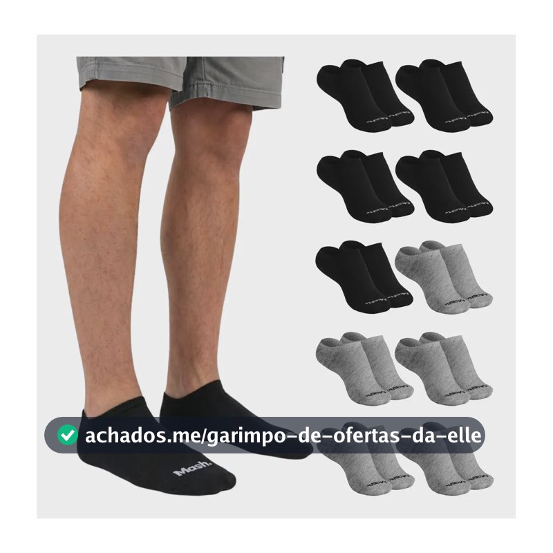 Kit 10 Pares Meia Invisível Soquete Algodão Confortável Mash 5 Cinzas - 5 Pretas Meia Invisível Meia Cano Curto Meia Masculina Meia Feminina M ( 34 A 38 ) Meia Masculina Meia Feminina Meia Algodão